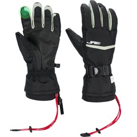 JRZHX Touch Screen Ski Gloves Women & Men with Quadruple Layer Protection, Waterproof Snow Gloves Breathable & Warm, Snow Stopper Adjustable Wrist Drawstring, Anti-Lost Rope (Black, X-Large)