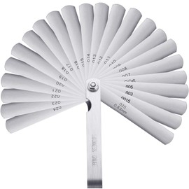 Stainless Steel Feeler Gauge Dual Marked Metric and Imperial Measuring Tool(0.0015/0.04-0.025/0.635 mm, 26 Blades)