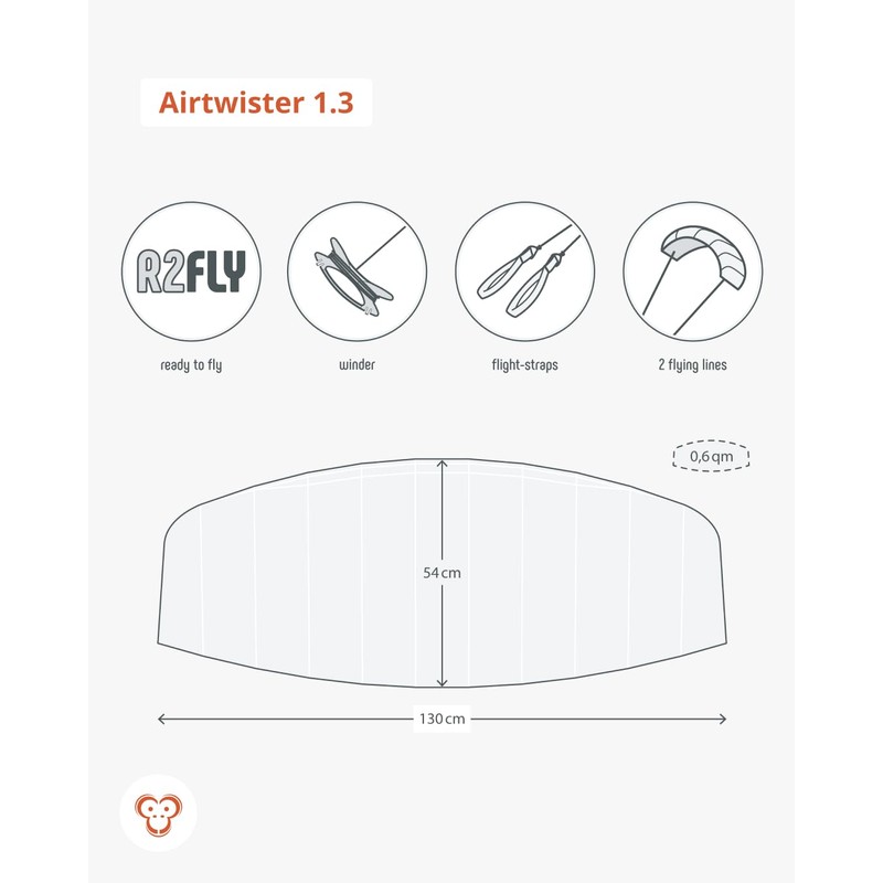 Skymonkey Airtwister 1.3 Parafoil Kite incl. Carrying Bag and Flight