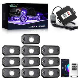 YiLaie 10 Pods LED Rock Lights for Trucks, RGB Rock Lights for Trucks with App Remote Control Flashing Music Mode, Underglow Multicolor Neon Rock Light Kit for Truck ATV UTV RZR SUV Golf Cart