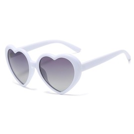 Gleyemor Polarized Heart Shaped Sunglasses for Women Trendy Glasses Fashion Accessories (White/Gradient Grey)