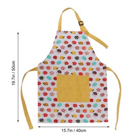 BESTonZON Children's Cotton Apron with Pockets, Adjustable Children's Bib for Cooking, Baking, Painting (Small Size, Hedgehog), See image