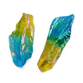 Crystals, Rocks, Jade, Crystals and Healing Stones, Witchcraft Supplies, Healing Crystals, Stones, Healing Stones, Rock Collection, Agate, Raw Stones (Yellow-Aqua Aura Quartz, 2 Pcs)