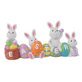 Easter Rabbit Decoration Multipurpose Vivid Cute Hand Painted Resin Rabbit Egg Statue for Easter Holiday Home Garden Decor
