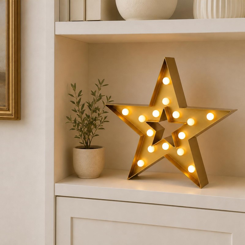 13 Inch Gold Star Marquee Sign