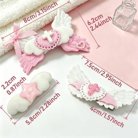 Cute Pink Angel Wings Hair Clips Fuzzy Bow Lolita Lolita Accessories