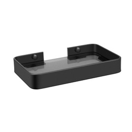 Z metnal Small Glass Bathroom Shelves, Matte Black Floating Shelf, Mini Wall Shelf Organizer, Wall Mounted (Dark Glass, 8 inch/20cm), 1 pcs