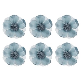 SUPERFINDINGS 6Pcs Light Steel Blue Flower Cloth Brooches Satin Fabric Flower Brooches Artificial Flowers Pin for Women Girls Cloth Wedding Party Decor Accessories Gift