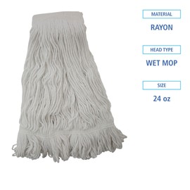 Boardwalk BWK524R 24 oz. Pro Loop Web/Tailband Premium Saddleback Rayon Mop Head - White (12/Carton)