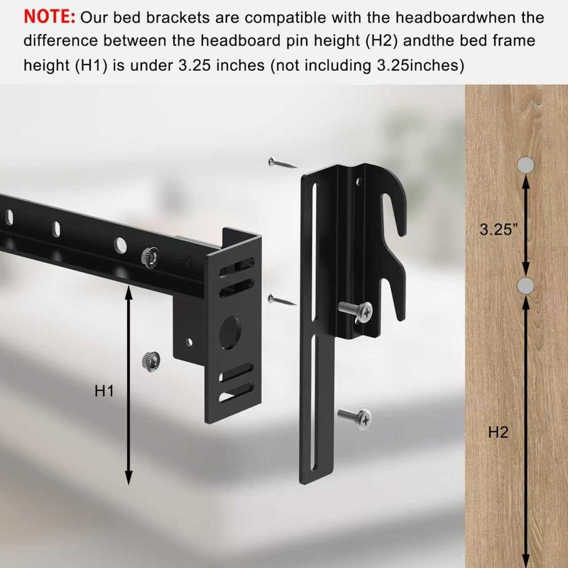 4pcs Black Bolt on to Hook on 711 Bed Frame
