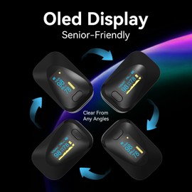 Manhero Fingertip Pulse Oximeter, Fast SpO2 Reading Accurate Pulse Oximeter with Alarm for Seniors Portable Blood Oxygen Saturation Monitor Black with Silicone Cover