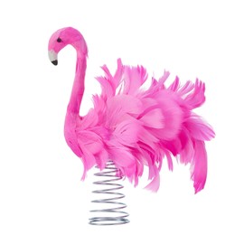Pink Flamingo Christmas Tree Topper, Flamingo Tree Toppers with Fluffy Artificial Feathers, Christmas Home Holiday Ornament (Pink, 9.8" * 9.1" * 5")