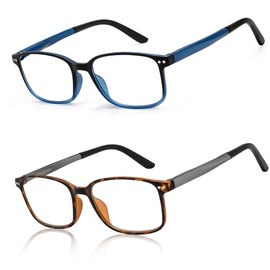 EASY READ 2 Pack TR90 Reading Glasses for Men,Sporty Rectangular Blue Light Blocking Readers with Spring Hinge(Magnification 1.00,Tortoise/Gradient Blue)
