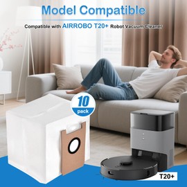 10 Pack T20+ Dust Bags Replacement Compatible with Airrobo T20+ Robot Vacuum Cleaner Accessories Replaceable Dust Bag Self-Empty Station Dirt Disposal Bags