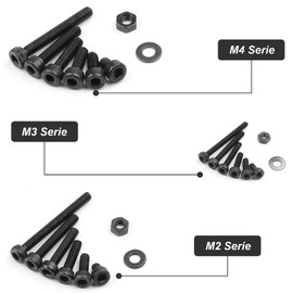 1180Pcs Flat Head Machine Screws, M2 M3 M4 Hex Socket Button Head Screws, Black Carbon Steel Screws Bolts and Nuts Assorted Set, Thread Fastener Machine Hexagonal Screws Fastener Repair Tools
