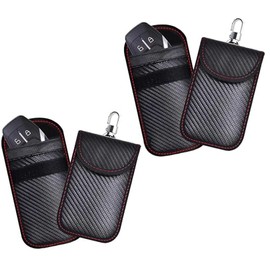 2 UR DOOR Faraday Key Fob Protector Pouch - Compact Carbon Fiber Signal Blocking Bag for Car Keys and Wallets, RFID Blocking Anti-Theft Remote Entry Protection (Pack of 2)