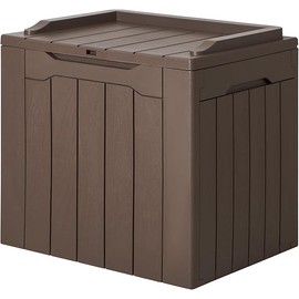 JUMMICO 31 Gallon Resin Deck Box Waterproof Indoor Outdoor Storage Boxes for Patio Furniture Cushions and Garden Tools (Brown)