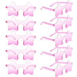 BOUBONI Pack of 10/20/30/40 Star Sunglasses Rimless Transparent Pentagram Shaped Sunglasses Party Glasses for Women (10, Light Pink)