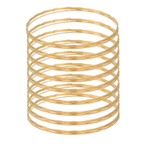 Jascatin 9PCS Multi layer Gold Metal Bangle Bracelet Layered Geometric