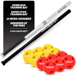 PowerNet Overload & Underload Training Baseball Bat Bundle, Baseball Training Equipment for Improved Speed, Power & Coordination (2 Bats + 12 Balls)