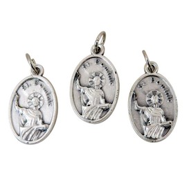 Religious Gifts Silver Toned Base Saint Dominic Patron of Astronomers Medal Pendant, Lot of 3, 1 Inch