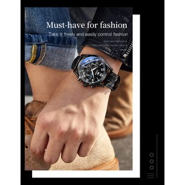 OLEVS Mens Watches with Date Waterproof Luxury Chronograph Luminous Analog Quartz Classic Business Watch for Men with Leather Strap