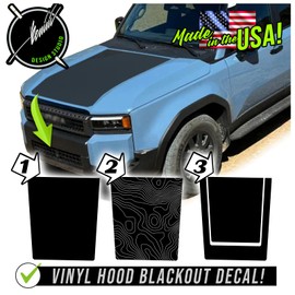 BENINI DESIGN STUDIO Vinyl Hood Blackout Racing Stripes Decal Graphics Kit Topo Self-Adhessive Compatible with 2024 Toyota Land Cruiser 1954 Base First Edition and More (1, Carbon Fiber)