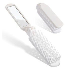 2 Pack Folding Hair Brush Travel Size, Hair Brush Travel, Collapsible Hair Brush, Anti-static Foldable Brush for Purse, Travel Brush for Women & Men (White)