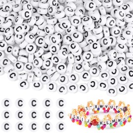Yholin 500pcs Letter Beads, Letter C Beads for Friendship Bracelets Making Kit, DIY Jewelry Making Supplies Alphabet Beads