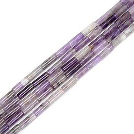 JM Design Natural Teeth Chevron Amethyst Cylinder Tube Beads Size 4x13mm 15.5'' Strand for Jewelry Making