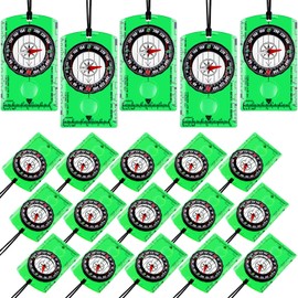 Geiserailie 20 Pcs Acrylic Orienteering Compass Navigation Backpacking Compass Professional Boy Compass Hiking Compass Children Map Reading Compasses for Survival Outdoor Exploring, Green