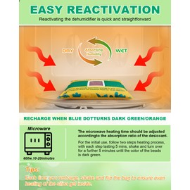 6 x 500g Rechargeable Silica Gel Car Dehumidifier, Moisture Absorber with Transparent Indicator Window, Reusable Desiccant Packs for Closet, Basement, Gun Safe, RV,Garage & Storage