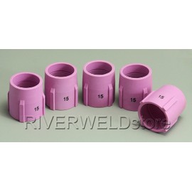 RIVERWELD TIG Gas Lens Alumina Nozzle Ceramic Cups Jumbo Large Diameter 53N89 15# 15/16" 24.0mm Orifice for PTA DB SR WP 9 17 18 20 25 26 TIG Welding Torch Pack of 10