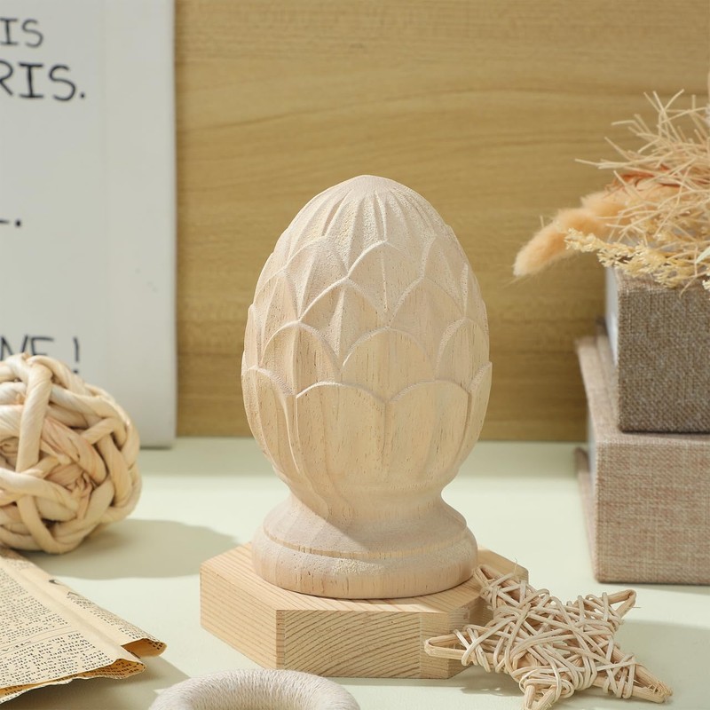 Pineapple Wood Finial for Stair Post, Wood Pineapple Finial