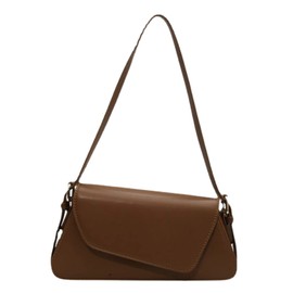 Lakeruta Women's Handbag, Shoulder Bag, Asymmetric, Mini, Elegant, Magnet, Buckle, Zipper, PU Leather, Braun