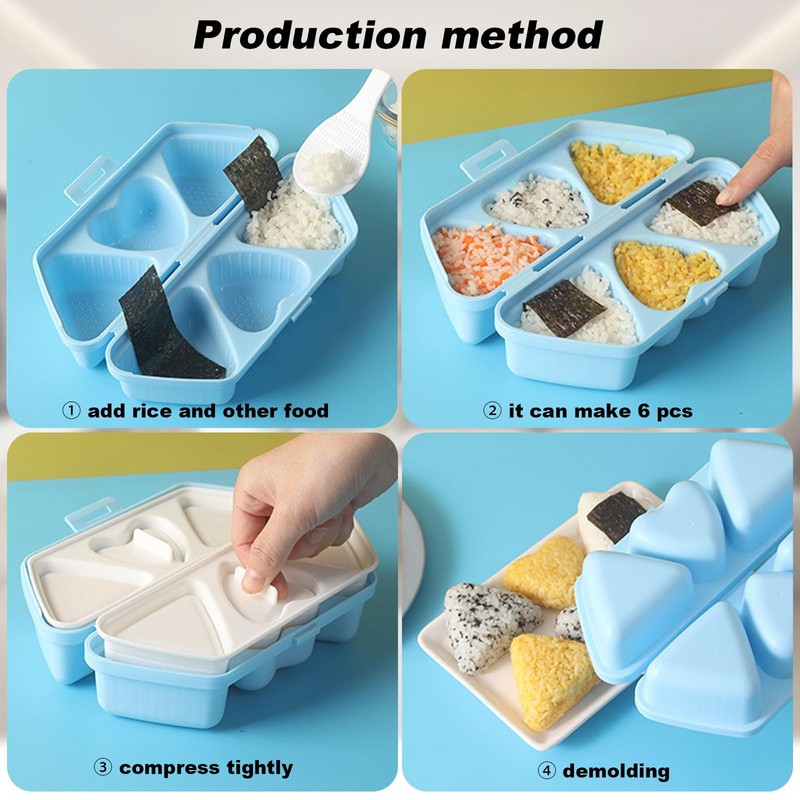 2Pcs Onigiri Mould, Rice Mould Musubi Mold 6 In 1