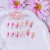 Flower Press on Nails Medium Almond White French Tip Nails