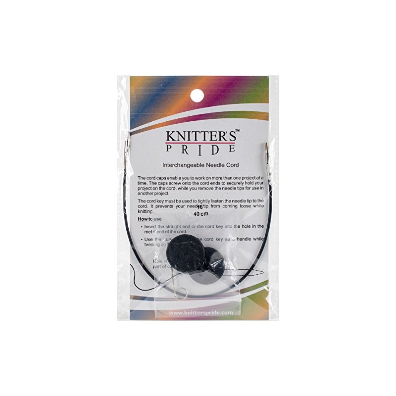 Knitter's Pride interchangeable Cords 8" (16" w/tips), Black