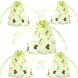 FAVORTALK 30Pcs Organza Bags Jewellery Pouches 160x220 mm/6.3x8.7 inches Wedding Favour Bags also used for Gifts on Christmas and other Celebrations, Green