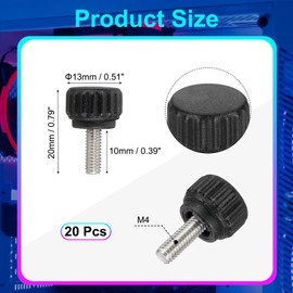 MECCANIXITY 20 Pcs Threaded Knurled Thumbscrew, M4 x 10mm Monitor Mount Arm Screws Stainless Steel Clamping Knobs Grip Thumb Screw for Computer TV