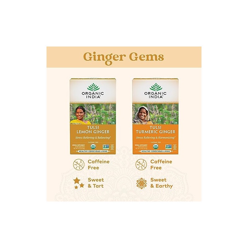 Organic India Tulsi Tea Lemon Jengibre 18 bolsas de té