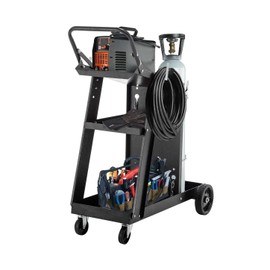 Welding Cart Heavy Duty Welder Cart for MIG/TIG Welder and Plasma Cutter, 3-Tier Cart with Tank Storage, Safety Chains, 400LBS Capacity, 360° Swivel Wheels, 28" x 15.8" x 34.25" Black