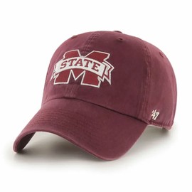 47 Mississippi State Bulldogs Mens Womens Clean Up Adjustable Strapback Dark Maroon Team Color Logo Hat
