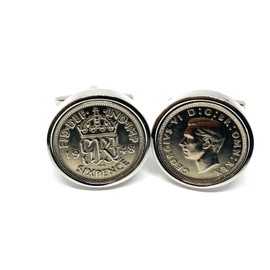 Premium 1948 Lucky sixpence cufflinks for a 77th Birthday cufflinks HT SLV