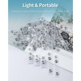 Uniclife Pack of 50 ID Badge Holders ID Badge Holders with Poppers and Eyelets Heavy Duty PVC ID Clips for Card Holder Work ID Holder Lanyards Key Chain