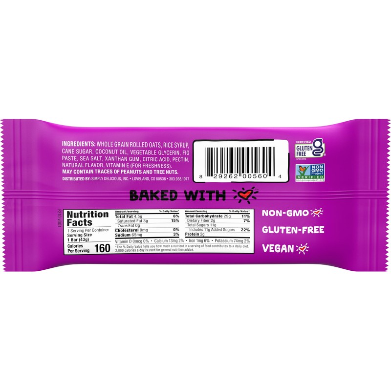 Bobo’s Original Fig Bars 30 Count, Vegan, Gluten Free