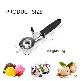 Ice Cream Scoop Large Sized (6cm) Stainless Steel Cookie Scoop for Ice Cream, with Easy Trigger Release Good Grips for Mashed Potato, Meatballs, Mellon Balls Fruit Salad and Cookie