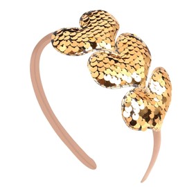 Pvoiue Valentines Day Headband Gold Heart Headband Valentines Day Hair Accessories for Women Girls, Laser Holography Sequins Heart Designs for Party Date, 1Pcs