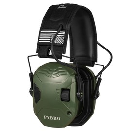 PYBBO NRR 23dB Shooting Earmuff with Gel Ear Pads, Slim Active Noise Reduction & Sound Amplification for Gun Range, Hunting - Green