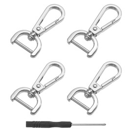 sourcing map 4Pcs Swivel Clasps Hook, 15mm(5/8 Inch) D Ring Detachable Snap Hook Metal Lobster Claw Clasp Hook with Screwdriver for Purse Making Keychain, Silver